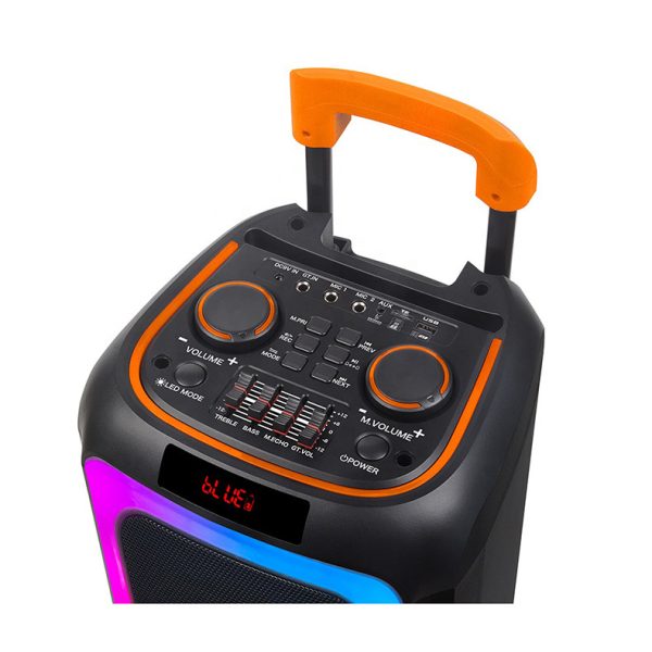 6000W-Outdoor-Trolley-Audio-Dual-8-inch-40W-Bluetooth-Speaker-Peak-Power-Karaoke-with-EQ-Colorful Double haut-parleur Modèle NDR-1097